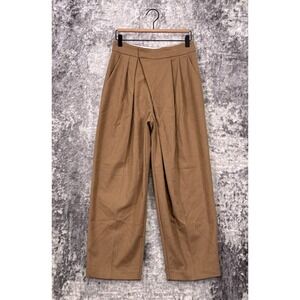 Frankie Shop Pants Medium Womens Brown Cross Front Pleated Wide Leg Trouser